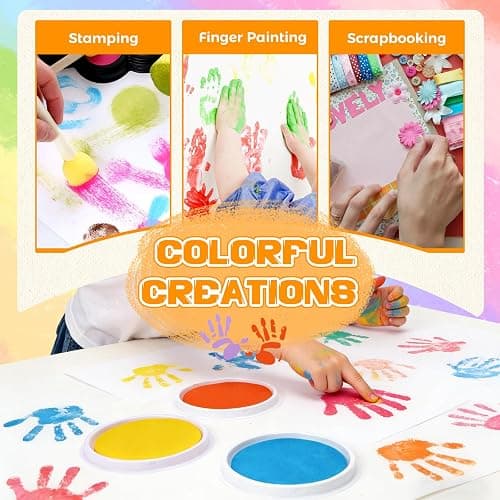 Nliyeisu 7 Inch Ink Pad Pads for Kids Washable, Large Stamp Pad with 8 Vibrant Colors, Non-Toxic Finger Paint & Stamp Pads Set for Arts and Crafts, Perfect for Children's DIY Projects, Home School Use thumbnail 6