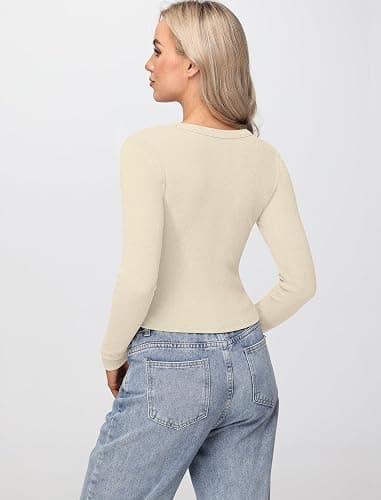 Matunana Womens Long Sleeve Tops Fall Lightweight Cardigan Cropped Going Out Shirts Ribbed Button Down Cute Trendy 2025 thumbnail 4