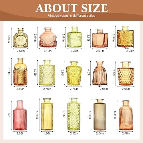 30 Pcs Colored Bud Vase Set,Vintage Glass Vases for Flower Centerpieces Wedding & Party Decor,Home Table Decorations,Bud Vases in Bulk for Housewarming thumbnail 4