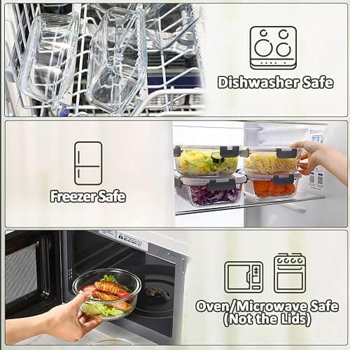 M MCIRCO 24-Piece Glass Food Storage Containers with Upgraded Snap Locking Lids,Glass Meal Prep Containers Set - Airtight Lunch Containers, Microwave, Oven, Freezer and Dishwasher thumbnail 5