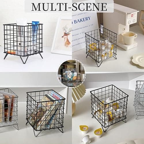 Coffee Pod Holder,Square Wire K Cup Holder Espresso Pod Organizer, Metal Storage Basket for Kitchen, Pantry, Office, Cafe, Coffee Bar Accessories, Coffee Table Organiser thumbnail 7