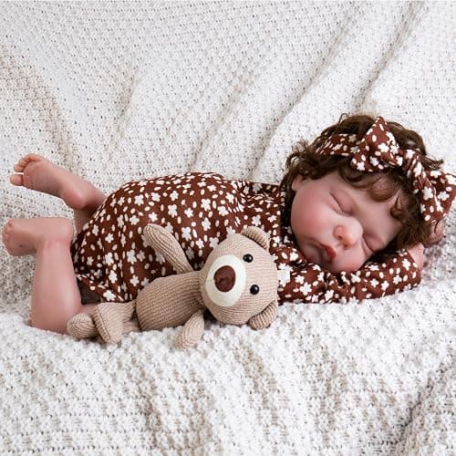 EKOKIZ Reborn Baby Dolls Clothes Girl Cute Baby Clothes for Dolls Fashion Doll Clothes 17-22 Inches Outfit Accessories Set fit Newborn Baby Dolls Girl, Brown Print thumbnail 5