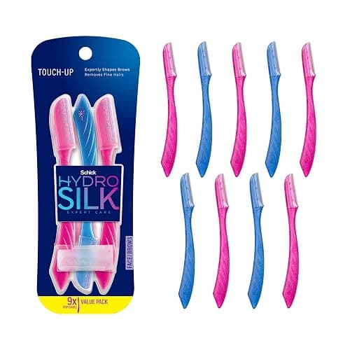Schick Hydro Silk Touch-Up Dermaplaning Tool with Precision Eyebrow Cover, 9ct | Dermaplane Razor, Face Razors for Women, Peach Fuzz Remover | Beauty Stocking Stuffer - Image 1