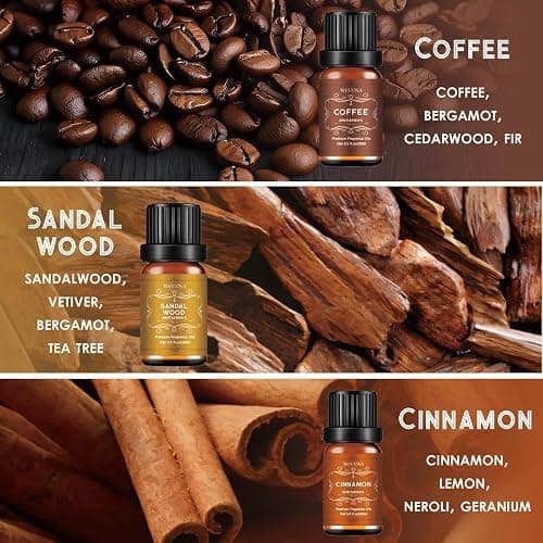 Men's Essential Oils Set for Diffusers for Home - 6x10ML Fragrance Oil with Leather, Sandalwood, Coffee, Cedarwood, Cinnamon & Amber Accord | Aromatherapy Oils for Candle Making, Soap & Gifts thumbnail 3