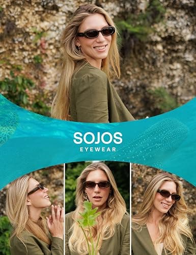 SOJOS Ocean Collection Retro Oval Polarized Sunglasses for Women Men Vintage Recycled Plastic Frame Eco-Friendly, Sunlight thumbnail 6