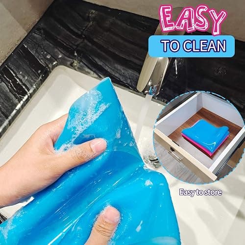 LEOBRO Silicone Mat for Resin Molds, 2 PCS 15.7" x 11.7" Playdough Mat, Silicone Mats for Crafts, Jewelry Resin Molds Mats, for Resin, Clay, Paint, Blue & Rose Red thumbnail 8