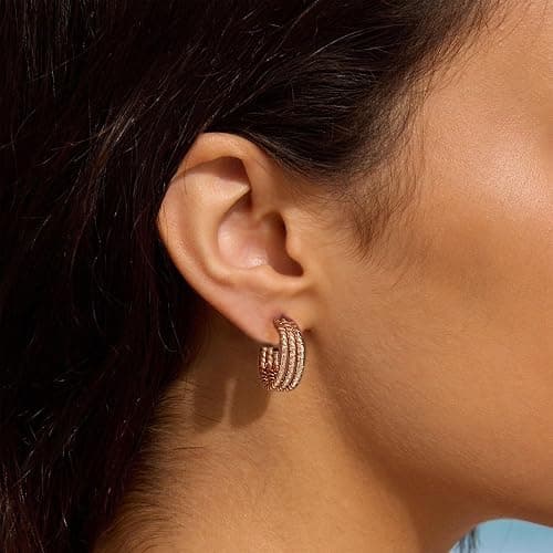 Gold Hoop Earrings Set for Women, 18 Pairs Hypoallergenic Statement Open Pearl Hoops Earring for Multipack, Gold Chunky Hoop Earrings for Women Trendy Jewelry thumbnail 5