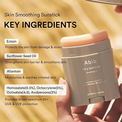 Abib Airy Sunstick Protection Bar SPF50+ Broad Spectrum, Semi-Matte Sunscreen Stick for Oily & Combination Skin, No White Cast, Water-Resistant, Korean Sunscreen, 0.81 oz / 23 g thumbnail 3