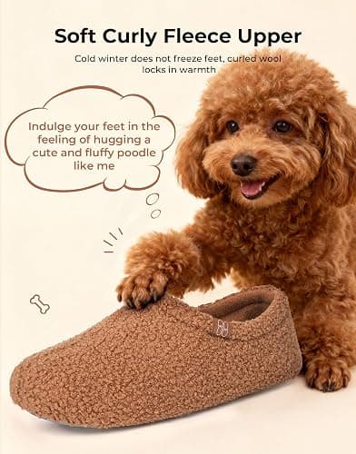 HomeTop Women's Fuzzy Curly Fur Memory Foam Loafer Slippers with Polar Fleece Lining thumbnail 4