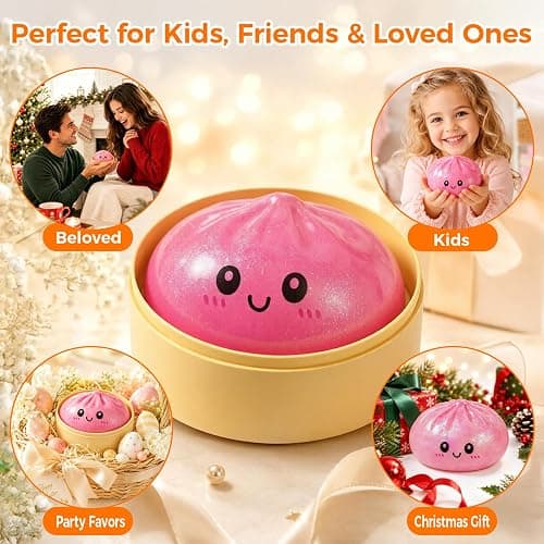 Squishy Dumpling Toy, Dumpling Squishy Mystery Box, Random 1 of 14 Colors, Stocking Stuffers with Food Steamer Stretchy Desk Toy thumbnail 6