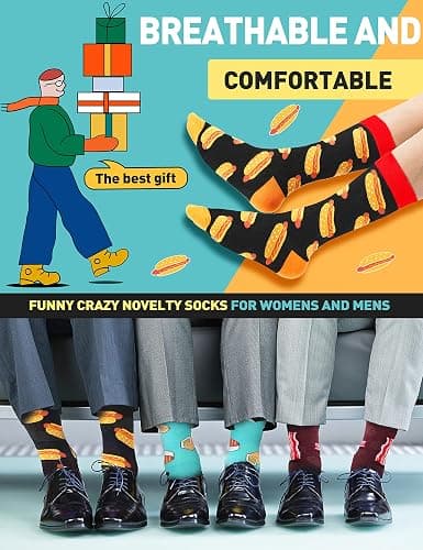 MOGGEI Funny Socks for Men Women Fun Cozy Crazy Novelty Fashion Breathable Printed Cotton Boot Socks thumbnail 4