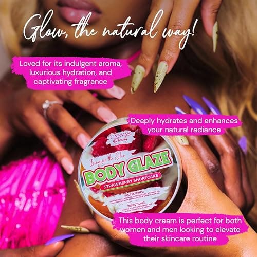 Canvas Beauty Body Glaze, Strawberry Shortcake Scented – Sugary Sweet + Gourmand, Moisturizing Non-Greasy Body Butter for Women With Beeswax, Jojoba Oil, and Rice Bran for Soft and Glossy Skin thumbnail 5