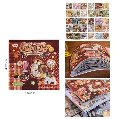 Girl's Japanese Retro Sticker Book, 700+ Kawaii Old Showa Style Embroidered Stickers, Cute Food Theme for DIY Scrapbooking Journaling Handbook Decoration thumbnail 7