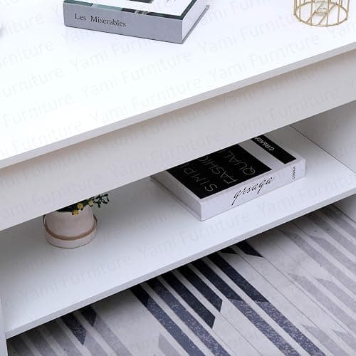 Yaermei Livingroom Coffee Tea Table with Sliding Top & Large Hidden Storage Space Office Furniture (White-Style 2) thumbnail 6