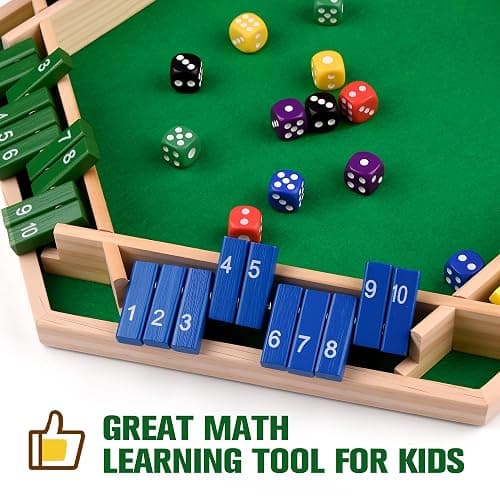 Havnidy Shut The Box Game 6 Player Wooden Table Games,Classic Dice Games,Travel Game,Wooden Math Traditional Pub Board Dice Game, Great Family Board Games Holiday Fun Game thumbnail 5