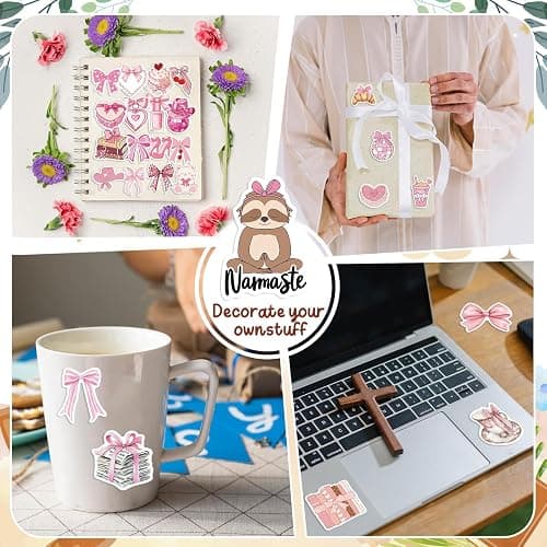 100PCS Coquette Stickers Pink Aesthetic Stickers Pack Cute Bow Tie Stickers for Girls Pink Sticker for Laptop Vinyl Waterproof Sticker Aesthetic Decals thumbnail 5
