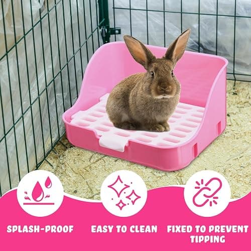 Reallnaive 15 Pcs Rabbit Starter Kit Small Rabbit Litter Box Girls Gift Animal Grooming Kit Bunny Toys Bowl Blankets with Cleaning Set for Guinea Pig Accessories(Pink) thumbnail 3