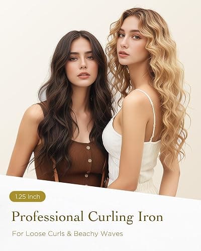 Titanium Curling Iron 1 1/4 Inch, Curling Wand with Clamp for Long Hair, Extra Long Barrel, Dual Voltage, 30s Fast Heating, 5 Temperatures, Auto Shut-Off, Silver+White thumbnail 6