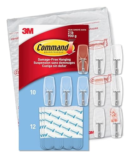 Command Medium Clear Wire Toggle Hooks,10 Wall Hook and 12 Strips, Damage-Free Hanging with Adhesive, Great for Hanging, Organization and Storage, Holds up to 2 lb - Image 1