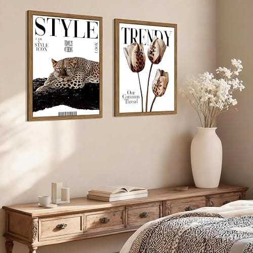 Trendy Leopard Canvas Wall Art Set of 3, Funky Cheetah Lucky 8 Ball Pictures Wall Decor Prints, Preppy Aesthetic Paintings, Girly Aesthetic Home Decor for Living Room Bedroom Dorm 12x16in Wood Framed thumbnail 8