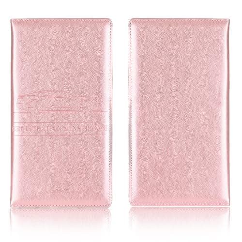 TOURSUIT Car Registration and Insurance Card Holder, Vehicle License Document Glove Box Compartment Organizer, Interior Car Accessories for Women Men Teens (Rose Gold) thumbnail 5