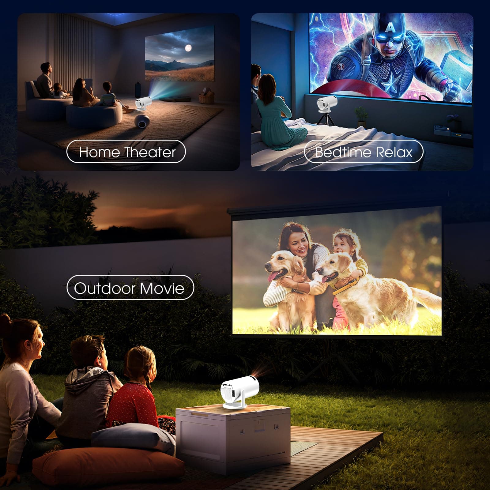 [Built-in App] Mini Projector 1080P FHD 4K Support Projector with Mouse Portable Projector with WiFi and Bluetooth 180° Adjustable Auto Keystone HDMI/TV Stick/PS5/Laptop, with HDMI Cable & Mouse thumbnail 7