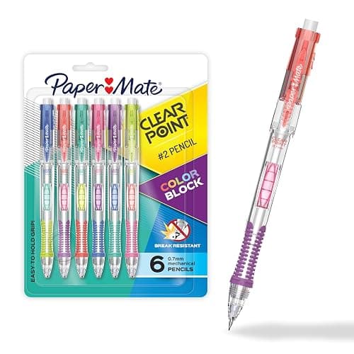 Paper Mate Clearpoint Mechanical Pencil, Break-Resistant, Color Block Edition, HB #2 Lead (0.7mm), 6 Count - Image 1