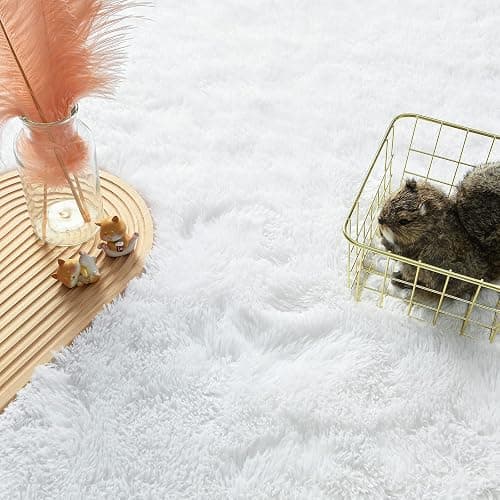 Andecor Soft Fluffy Bedroom Rugs, 4 x 6 Feet Indoor Shaggy Plush Area Rug for Boys Girls Kids Baby College Dorm Living Room Home Decor Floor Carpet, White thumbnail 3