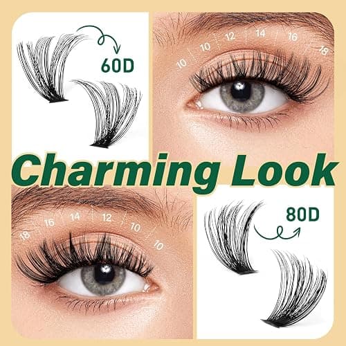 KEYYOU Lash Clusters Kit DIY Lash Extension Kit 280pcs Soft Lash Clusters 60D+80D D Curl Easy to Apply with Bond and Seal Applicator Remover Eyelash Extension Kit at Home(RMkit-60D80D-D-10-18mix) thumbnail 2