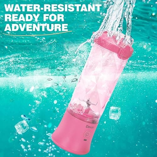 Pink Portable Blender - 270W USB Rechargeable, 20 oz BPA-Free Cup & Travel Lid for Shakes & Smoothies thumbnail 6