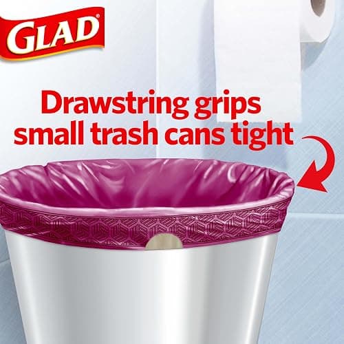Glad Odorshield Small Drawstring Trash Bags, 4 Gal, Pink, Cherry Blossom, 34 Ct, Pack May Vary - Cherry Blossom - 34 Count (Pack of 1) thumbnail 2