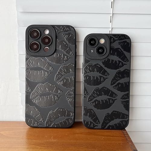 FLIRACON Black Lips Print Soft Phone Case Compatible with iPhone Case (Black,for iPhone 13) thumbnail 2