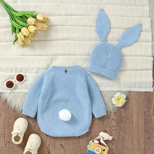 Amnnchya My First Easter Baby Girl Boy Outfit Newborn Knit Sweater Long Sleeve Oversized Pullover Sweatshirt Romper thumbnail 7
