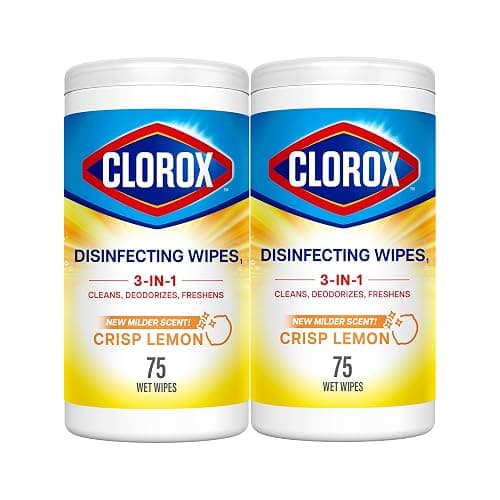 CLOROX Disinfecting Wipes, Bleach Free Cleaning Wipes, Crisp Lemon, 75 Count (Package May Vary) (Pack of 2) - Image 1