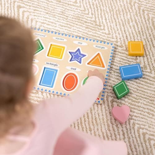 Melissa & Doug Shapes Wooden Chunky Puzzle (8 pcs) Color Matching Shape Sorter Toys for Toddlers Ages 2+ - FSC Certified thumbnail 7