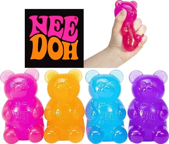 Schylling Nee Doh Gummy Bear...Groovy, Squishy, Squeezy, Stretchy Stress Fidget Gummy Bears Gift Set Bundle with Storage Bag - 3 Pack (Assorted Colors) thumbnail 2