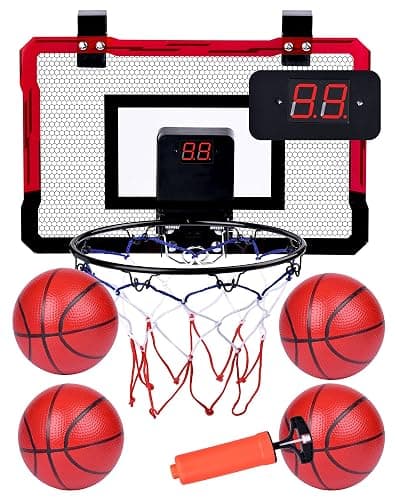 Basketball Hoop Indoor Mini for Door with Automatic Scoring and 4 Basketballs for Kids and Adults - Image 1