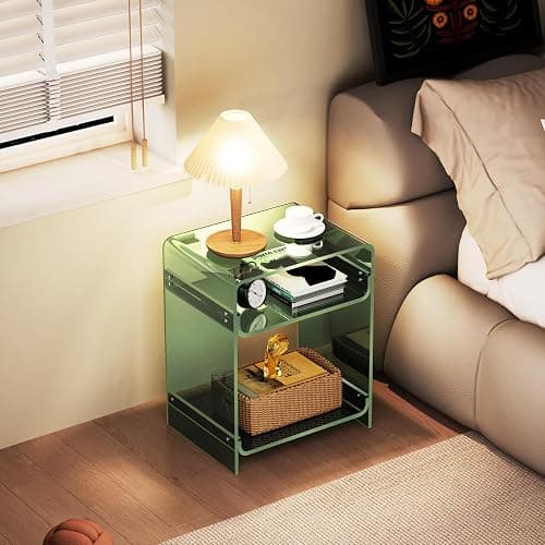 solaround Table d'appoint en Acrylique Transparent, pour Salon, Chambre, Table de Chevet, 40 x 30 x 50 cm (Vert) thumbnail 5