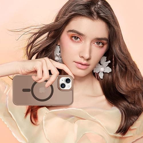 BENTOBEN for iPhone 15 Case, for iPhone15 Phone Case Compatible with MagSafe, Translucent Matte Magnetic Cover Shockproof Women Girl Protective Cute Case for iPhone 15 6.1", Cocoa Brown, Bronze thumbnail 7