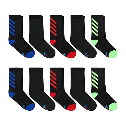Hanes boys Moves Socks, Breathable Mesh Performance Socks, Crew, Ankle & No Show, Moisture-wicking, 10-pack thumbnail 3