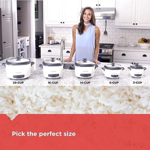 BLACK+DECKER 16-Cup Rice Cooker, RC516, 8-Cup Uncooked Rice, Steaming Basket, Removable Non-Stick Bowl, One Touch thumbnail 9