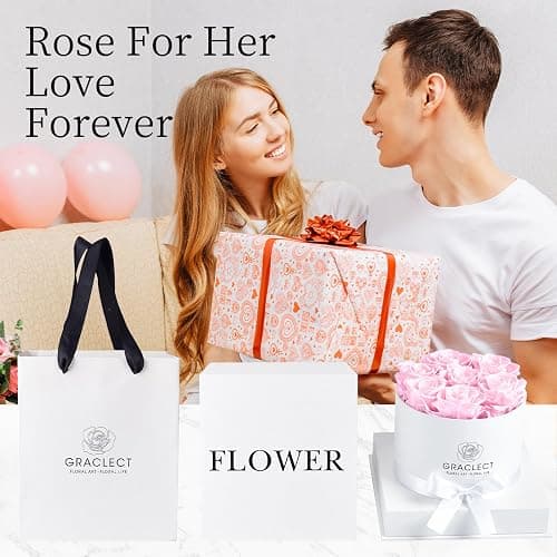 Graclect Flowers for Delivery Prime - Preserved Roses in a Box - Forever Flowers, Immortal Roses, Eternal Rose Birthday Gifts for Her, for Mom - Pink Rose thumbnail 6