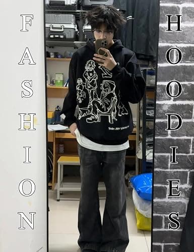 POOPMOOM Y2k Hoodie Men Women Aesthetic Graphic Hoodies Pullover Sweatshirt Hip Hop Goth Grunge Harajuku Jacket thumbnail 3