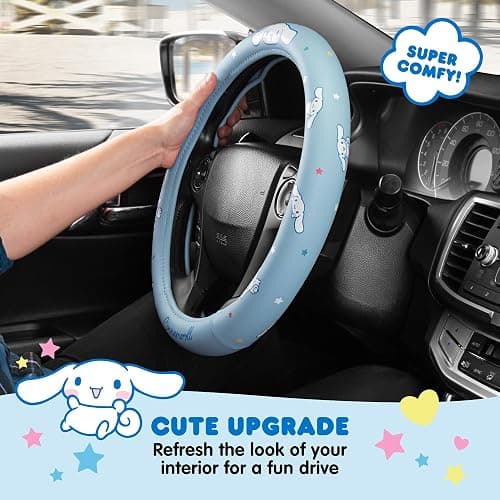Sanrio Hello Kitty and Friends Cinnamoroll Blue Car Steering Wheel Cover, Universal Fit Cute Accessories for Women Stylish Decor Gifts Hello Kitty Car Accessories - Fits Standard Wheels 14.5"-15" thumbnail 4
