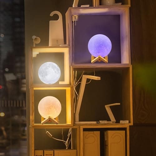 LOGROTATE Moon Lamp, 16 Colors LED Night Light for Kids 3D Printing Moon Light with Stand& Remote/Touch Control & Timing, Moon Light Lamp for Kid Friend Birthday Gifts, Room Decor (Diameter 4.8 INCH) thumbnail 2