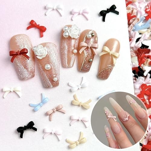 300PCS Bow Nail Charms Colorful 3D Bowknot Charms for Nail Art Resin Flatback Nail Studs 9 Colors Kawaii Bow Nail Jewelry Accessories Bowknot Nail Charms Cute Mini Nail Gems for Women Nail Decoration thumbnail 4