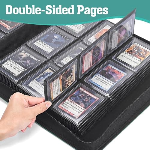 UGYAZX Top Loader Binder, 9 Pocket Holds 360 Top Loaders, Side-Loading Full-Zip Binder with Water-Resistant PU Cover for 3" x 4" Toploaders, TCG, MTG & Sports Cards, Blue Butterfly Cat thumbnail 7