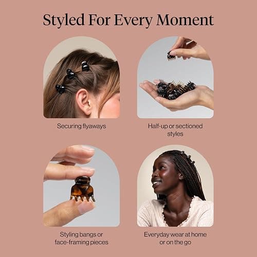 Kitsch Mini Hair Clips for Women - Black & Tortoise, 16 Pcs | Stylish Small Hair Clips for Bangs, Hair Sectioning – Stays In Place Without Pulling – Durable & Sturdy Plastic thumbnail 7