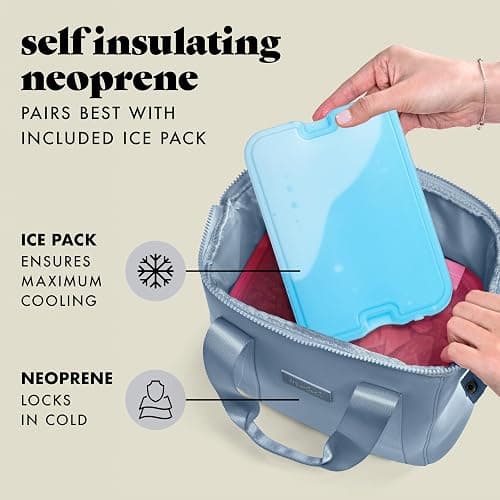 Fit & Fresh Remi Neoprene Lunch Bag for Women w/Ice Pack & Containers | Machine Washable Lunch Box For Women, Self Insulating Durable Neoprene, Large Capacity For Nurses, Teachers, School, Work thumbnail 6