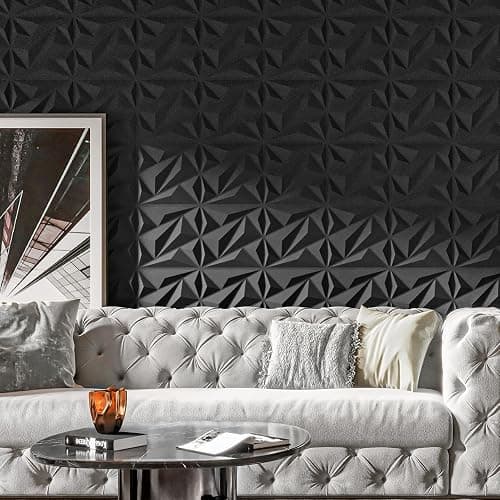 Art3dwallpanels 33 Pack 3D Wall Panels Diamond, Black, 12''x12'' | PVC Accent Wall Panels for Interior Wall Decor, Living Room, Lobby Bedroom Hotel Office, Cover 32.Sq.Ft thumbnail 2